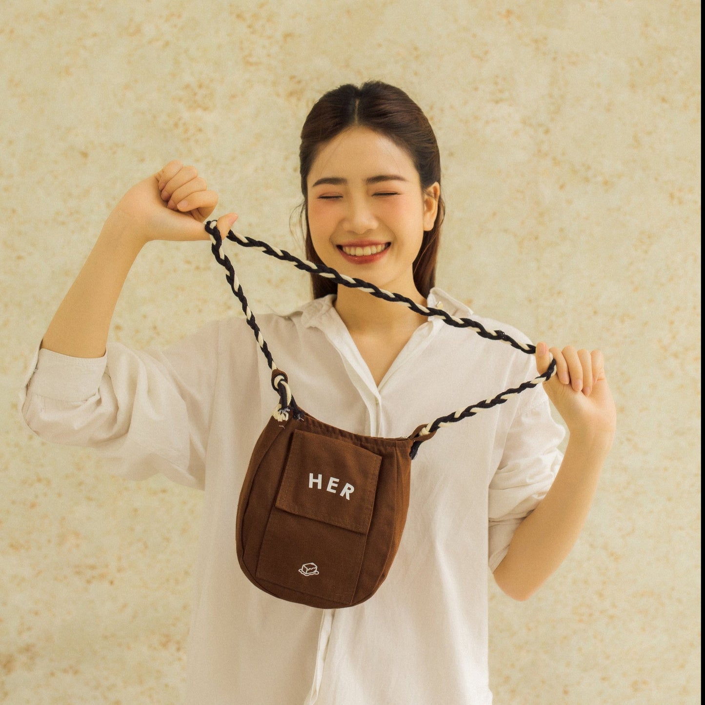 Joy crossbody tote bag - brown