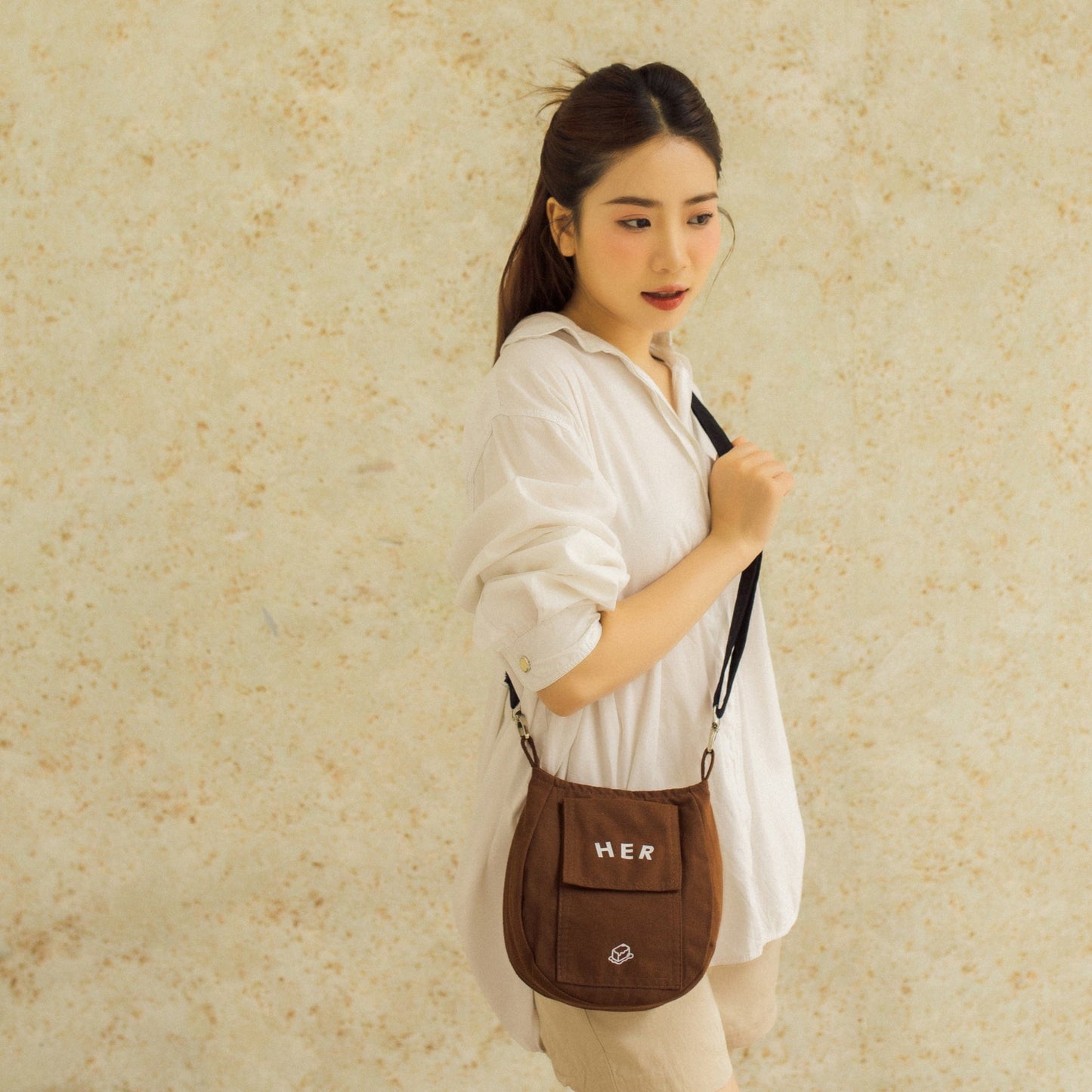 Joy crossbody tote bag - brown