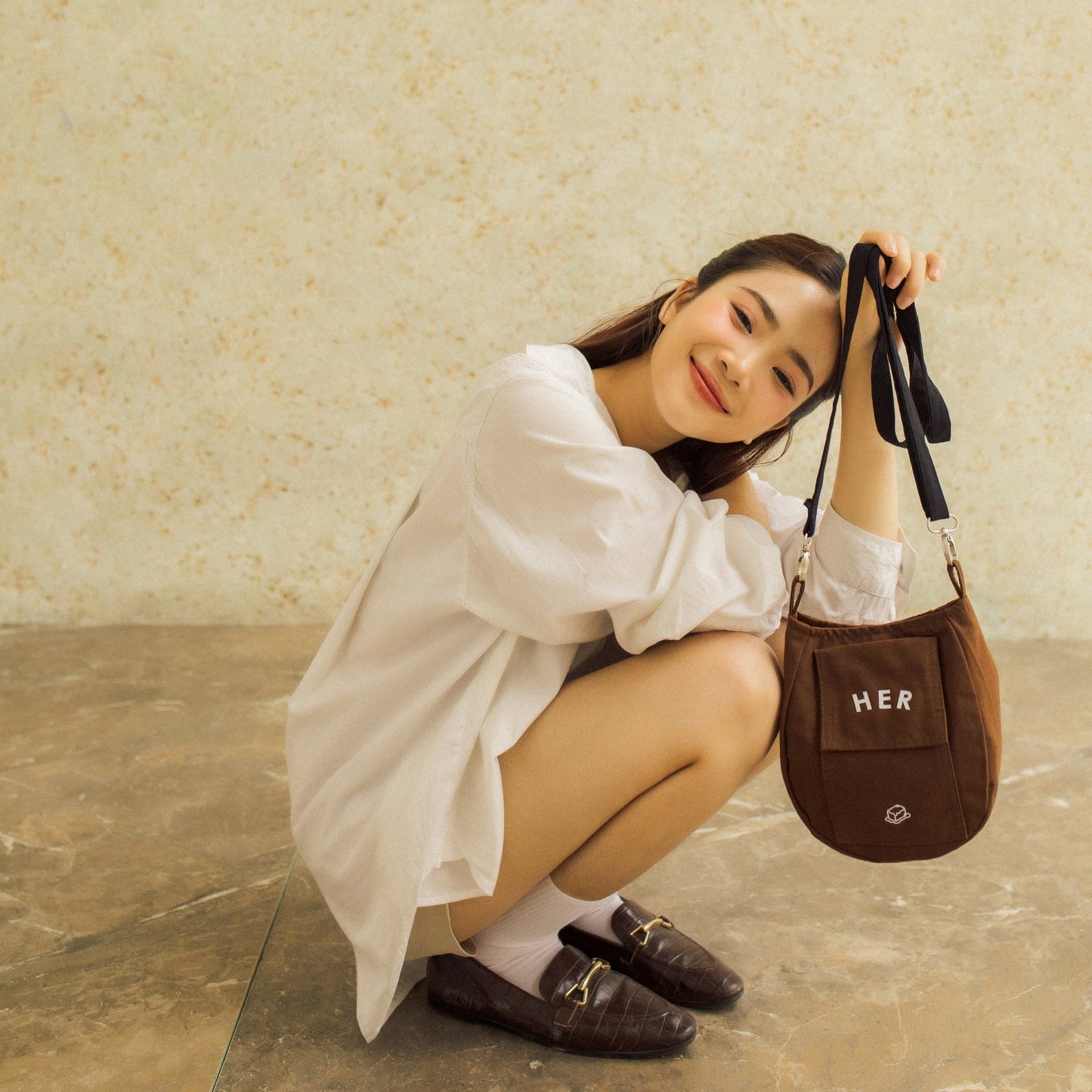 Joy crossbody tote bag - brown