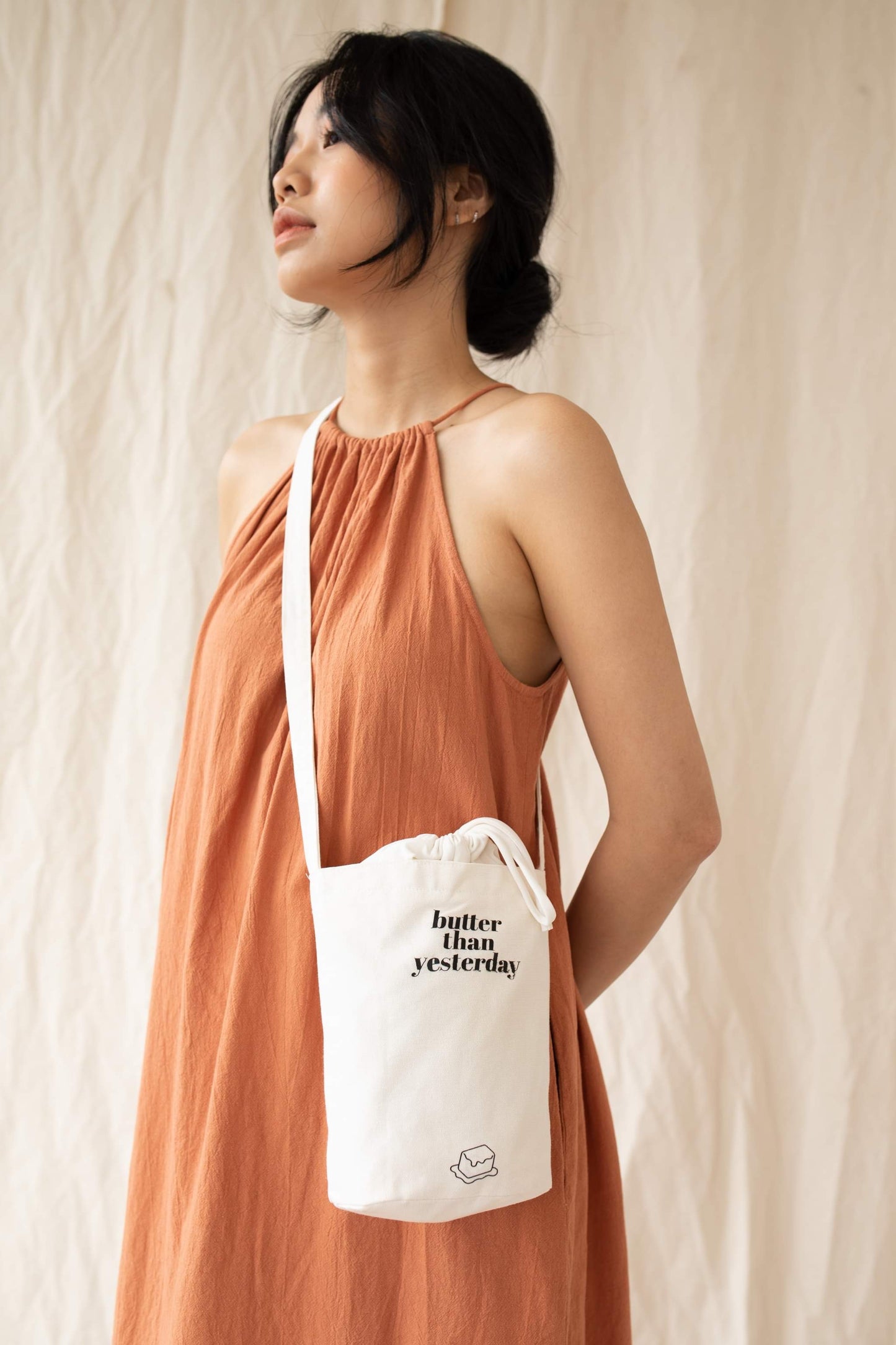 Burnt orange linen dress